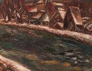 Leo Gestel A village along a river Spain oil painting artist